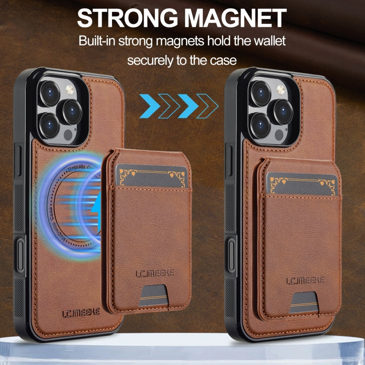 For iPhone 16 Pro LC.IMEEKE L3 Series Detachable RFID Card Bag Magsafe Phone Case(Brown) - iPhone 16 Pro Cases by LC.IMEEKE | Online Shopping South Africa | PMC Jewellery | Buy Now Pay Later Mobicred