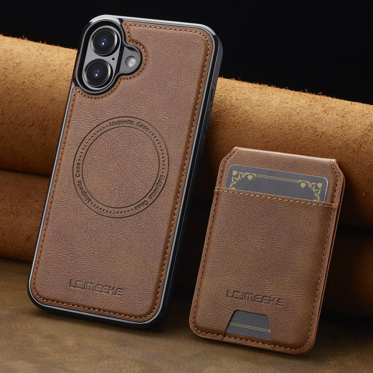 For iPhone 16 Plus LC.IMEEKE L3 Series Detachable RFID Card Bag Magsafe Phone Case(Brown) - iPhone 16 Plus Cases by LC.IMEEKE | Online Shopping South Africa | PMC Jewellery | Buy Now Pay Later Mobicred