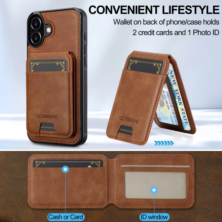 For iPhone 16 Plus LC.IMEEKE L3 Series Detachable RFID Card Bag Magsafe Phone Case(Brown) - iPhone 16 Plus Cases by LC.IMEEKE | Online Shopping South Africa | PMC Jewellery | Buy Now Pay Later Mobicred