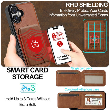 For iPhone 16 Plus LC.IMEEKE L3 Series Detachable RFID Card Bag Magsafe Phone Case(Brown) - iPhone 16 Plus Cases by LC.IMEEKE | Online Shopping South Africa | PMC Jewellery | Buy Now Pay Later Mobicred