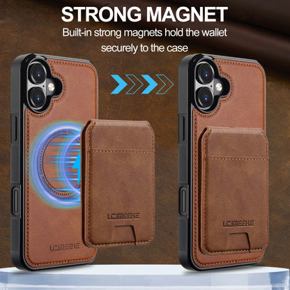 For iPhone 16 Plus LC.IMEEKE L3 Series Detachable RFID Card Bag Magsafe Phone Case(Brown) - iPhone 16 Plus Cases by LC.IMEEKE | Online Shopping South Africa | PMC Jewellery | Buy Now Pay Later Mobicred