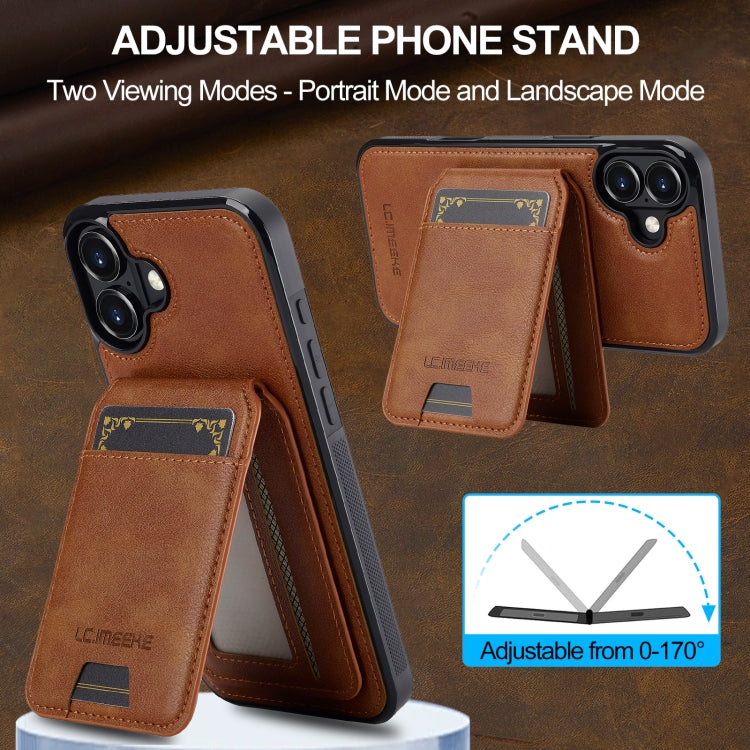 For iPhone 16 Plus LC.IMEEKE L3 Series Detachable RFID Card Bag Magsafe Phone Case(Brown) - iPhone 16 Plus Cases by LC.IMEEKE | Online Shopping South Africa | PMC Jewellery | Buy Now Pay Later Mobicred