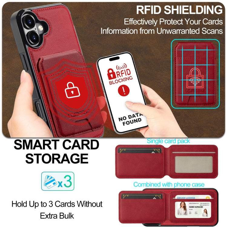 For iPhone 16 Plus LC.IMEEKE L3 Series Detachable RFID Card Bag Magsafe Phone Case(Red) - iPhone 16 Plus Cases by LC.IMEEKE | Online Shopping South Africa | PMC Jewellery | Buy Now Pay Later Mobicred