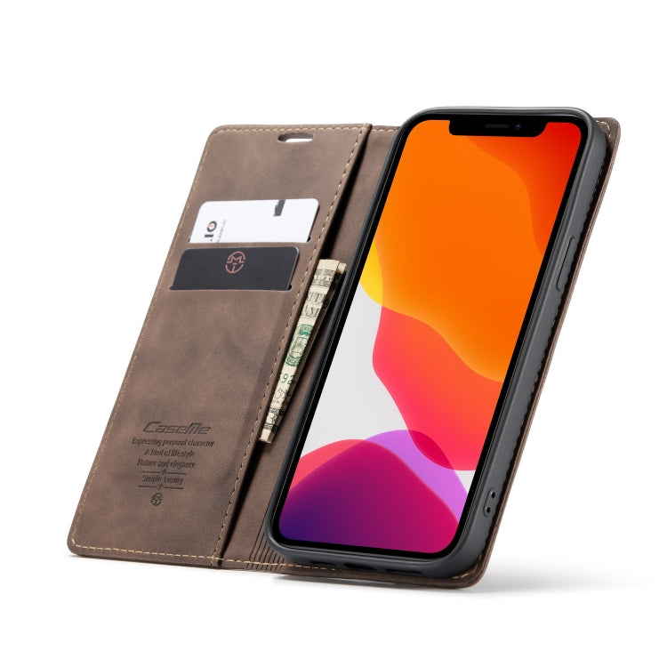 For iPhone 12 / 12 Pro CaseMe-013 Multifunctional Retro Frosted Horizontal Flip Leather Case with Card Slot & Holder & Wallet(Coffee) - iPhone 12 / 12 Pro Cases by CaseMe | Online Shopping South Africa | PMC Jewellery | Buy Now Pay Later Mobicred