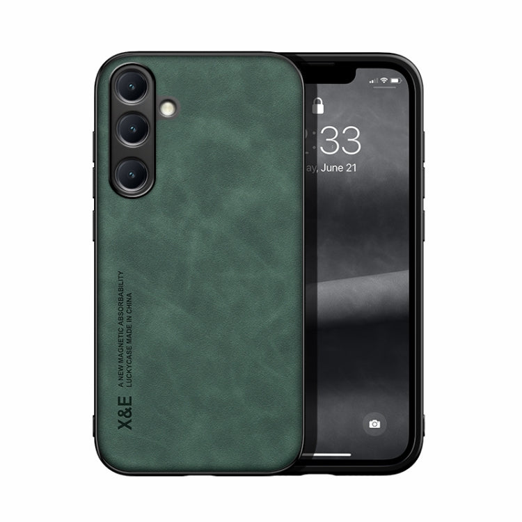 For Samsung Galaxy S25 5G Skin Feel Magnetic Leather Back Phone Case(Green) - Galaxy S25 5G Cases by PMC Jewellery | Online Shopping South Africa | PMC Jewellery | Buy Now Pay Later Mobicred