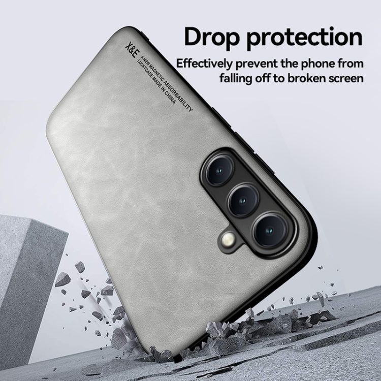 For Samsung Galaxy S25+ 5G Skin Feel Magnetic Leather Back Phone Case(Dark Grey) - Galaxy S25+ 5G Cases by PMC Jewellery | Online Shopping South Africa | PMC Jewellery | Buy Now Pay Later Mobicred