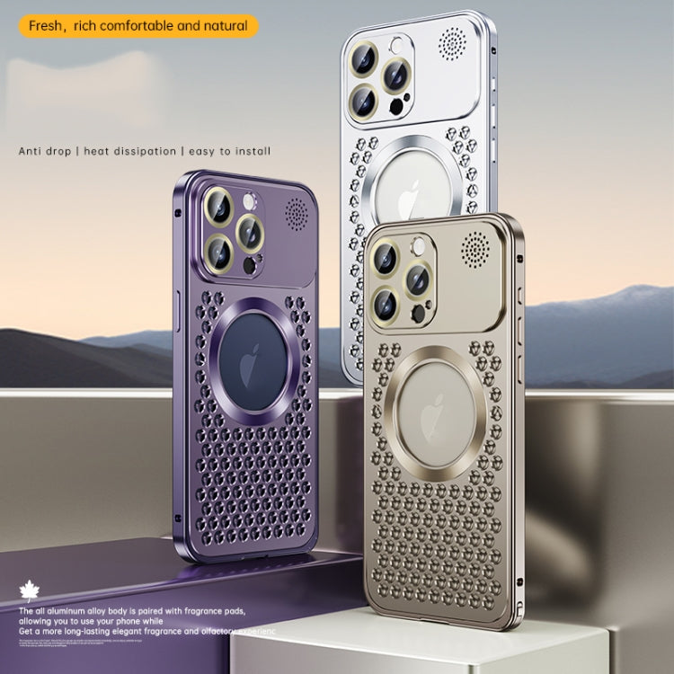 For iPhone 16 Spring Buckle MagSafe Magnetic Metal Aromatherapy Phone Case(Silver) - free shipping - PMc TechLife - Order now!