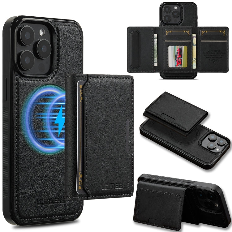 For iPhone 16 Pro LC.IMEEKE L5 Series Detachable RFID Card Bag Magsafe Phone Case(Black) - iPhone 16 Pro Cases by LC.IMEEKE | Online Shopping South Africa | PMC Jewellery | Buy Now Pay Later Mobicred