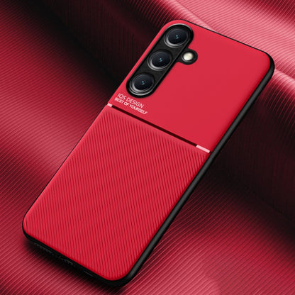 For Samsung Galaxy S25 5G Classic Tilt Strip Grain Magnetic PC Hybrid TPU Phone Case(Red) - Galaxy S25 5G Cases by PMC Jewellery | Online Shopping South Africa | PMC Jewellery | Buy Now Pay Later Mobicred