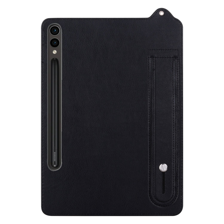For Samsung Galaxy Tab S10+ / S9+ / S8+ TPU Leather Back Tablet Case with Wristband(Black) - Tab S10+ Cases by PMC Jewellery | Online Shopping South Africa | PMC Jewellery | Buy Now Pay Later Mobicred