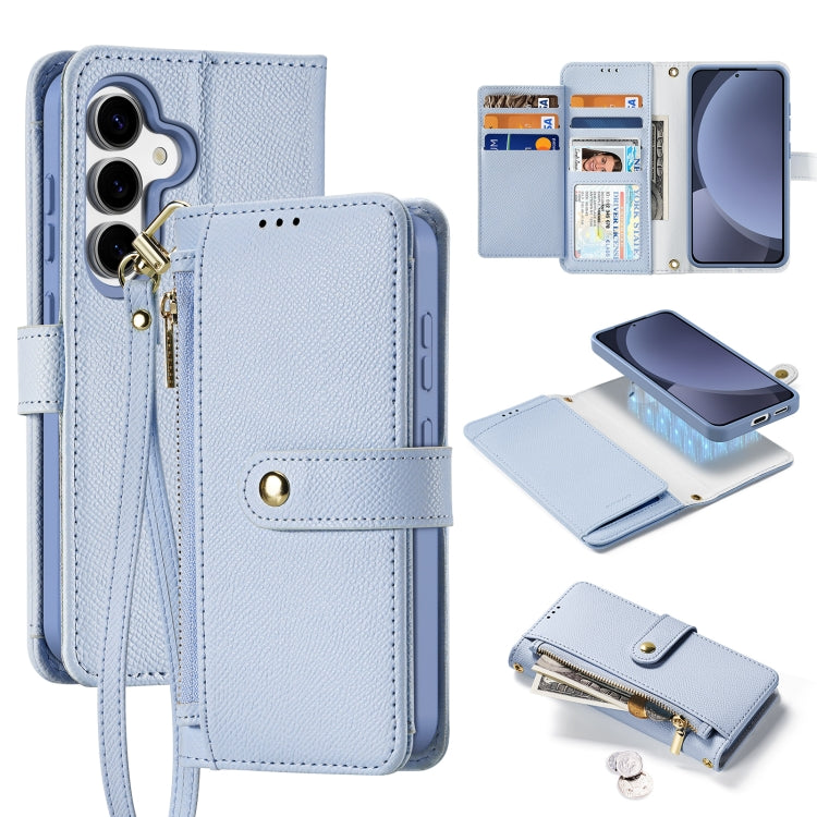 For Samsung Galaxy S25 5G DUX DUCIS Lawa Series 2 in 1 Wallet Zipper Detachable MagSafe Phone Case with Lanyard(Light Blue) - Galaxy S25 5G Cases by DUX DUCIS | Online Shopping South Africa | PMC Jewellery | Buy Now Pay Later Mobicred