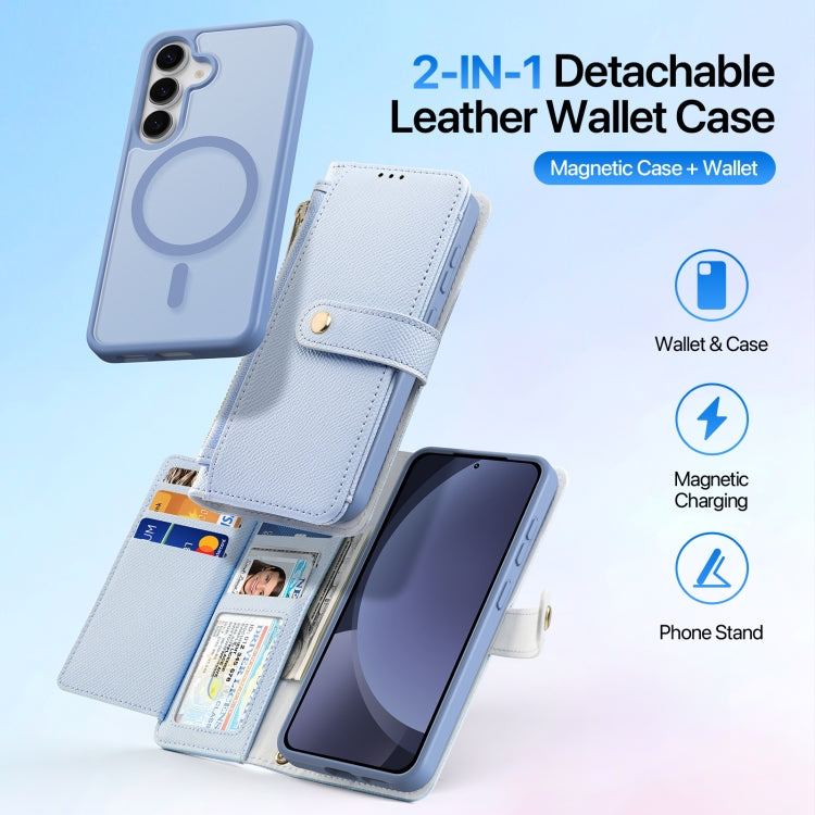 For Samsung Galaxy S25 5G DUX DUCIS Lawa Series 2 in 1 Wallet Zipper Detachable MagSafe Phone Case with Lanyard(Light Blue) - Galaxy S25 5G Cases by DUX DUCIS | Online Shopping South Africa | PMC Jewellery | Buy Now Pay Later Mobicred