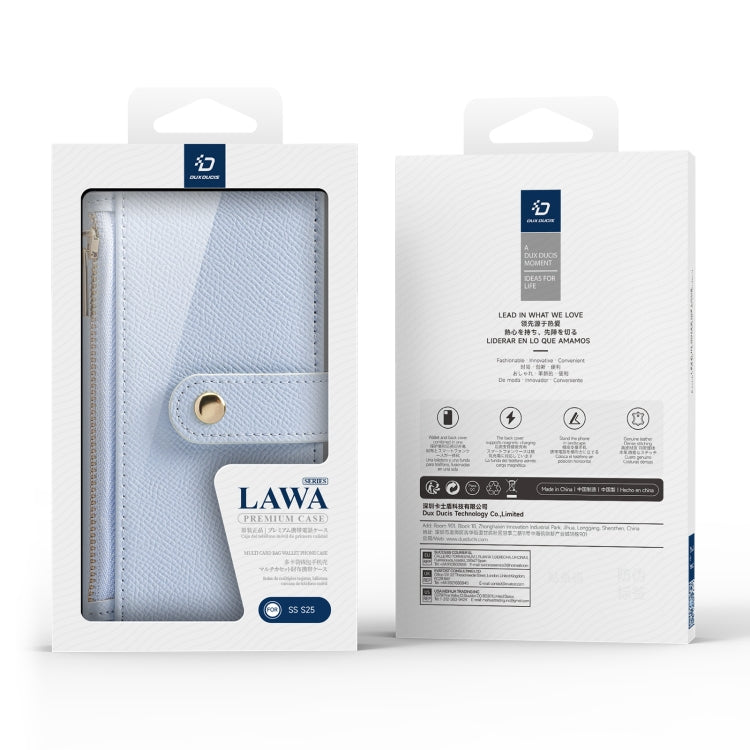 For Samsung Galaxy S25 5G DUX DUCIS Lawa Series 2 in 1 Wallet Zipper Detachable MagSafe Phone Case with Lanyard(Light Blue) - Galaxy S25 5G Cases by DUX DUCIS | Online Shopping South Africa | PMC Jewellery | Buy Now Pay Later Mobicred