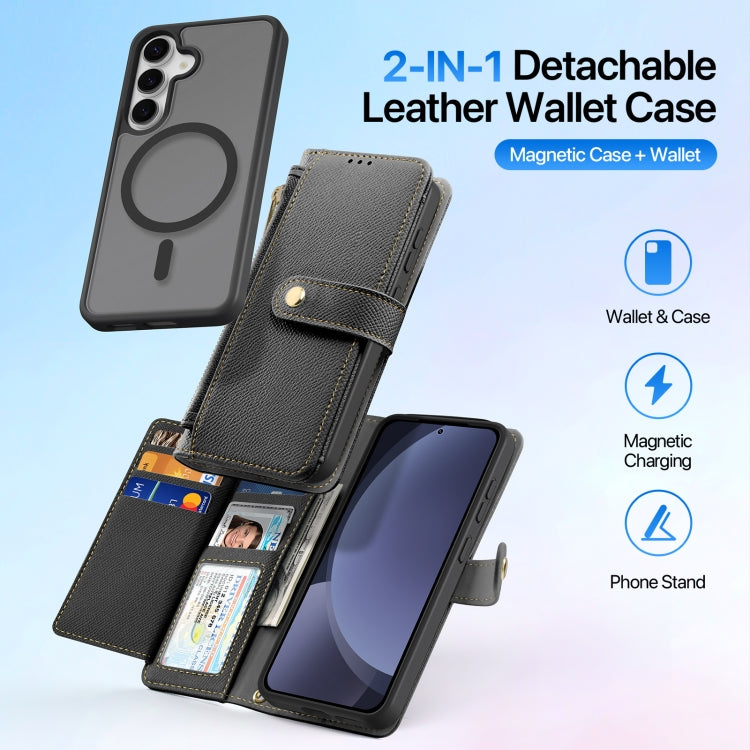 For Samsung Galaxy S25+ 5G DUX DUCIS Lawa Series 2 in 1 Wallet Zipper Detachable MagSafe Phone Case with Lanyard(Black) - Galaxy S25+ 5G Cases by DUX DUCIS | Online Shopping South Africa | PMC Jewellery | Buy Now Pay Later Mobicred