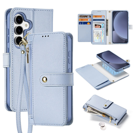 For Samsung Galaxy S25+ 5G DUX DUCIS Lawa Series 2 in 1 Wallet Zipper Detachable MagSafe Phone Case with Lanyard(Light Blue) - Galaxy S25+ 5G Cases by DUX DUCIS | Online Shopping South Africa | PMC Jewellery | Buy Now Pay Later Mobicred