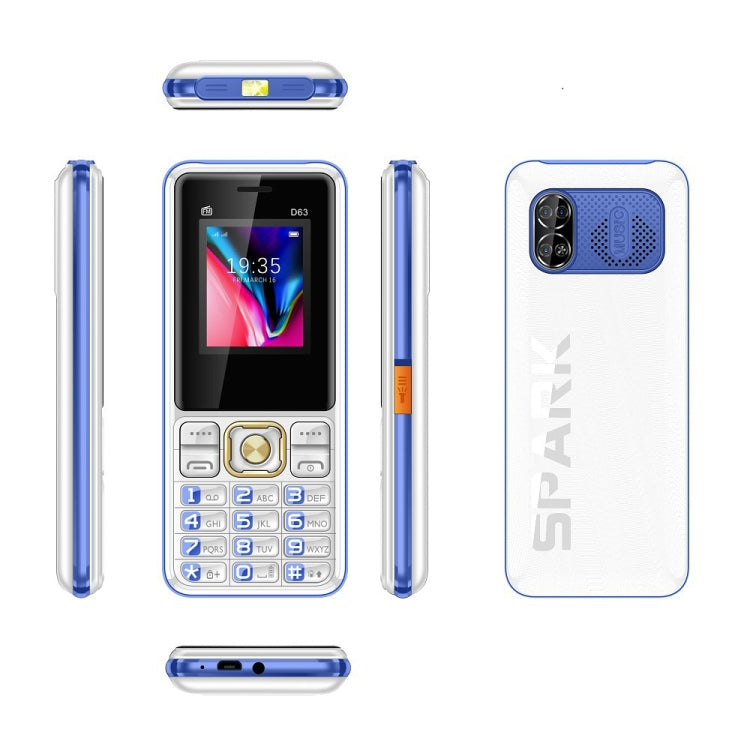 D63 Elder Keypad Phone, 1.77 inch, 3600mAh, SOS, FM, Dual SIM, GSM, Plug:EU Plug(Blue) - Others by PMC Jewellery | Online Shopping South Africa | PMC Jewellery | Buy Now Pay Later Mobicred