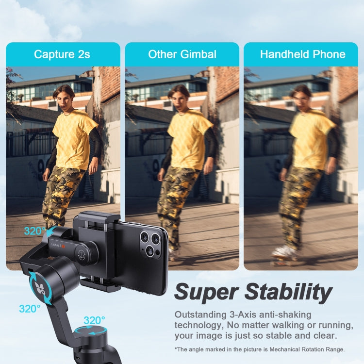 FUNSNAP Capture 2s Smart 3-Axis Handheld Gimbal Phone Live Stabilizer, Combo Version(Black) - free shipping - PMC TechLife - Order now!