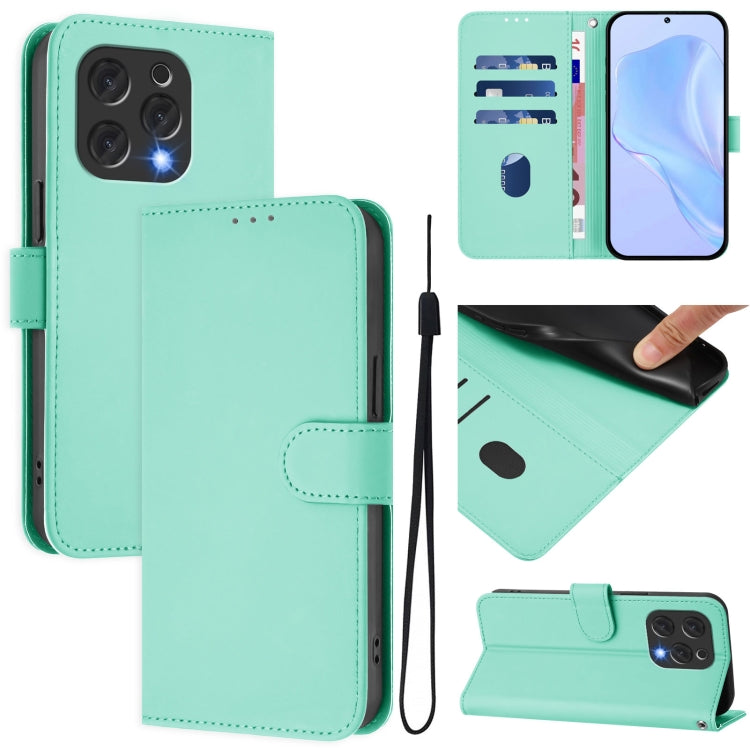 For Doogee N55 Plus Skin Feel Solid Color Leather Phone Case with Lanyard(Mint Green) - Doogee Cases by PMC TechLife | Online Shopping South Africa | PMC TechLife | Buy Now Pay Later Mobicred