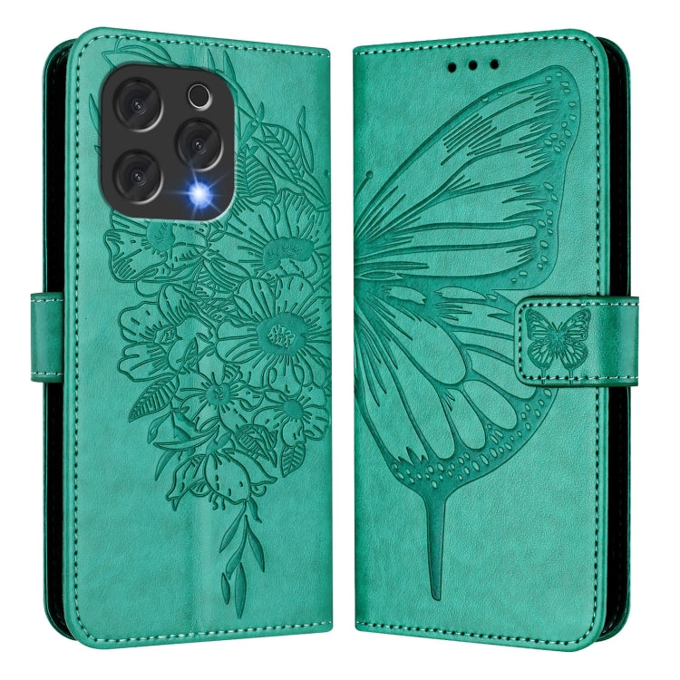 For Doogee N55 Plus Embossed Butterfly Leather Phone Case(Green) - Doogee Cases by PMC TechLife | Online Shopping South Africa | PMC TechLife | Buy Now Pay Later Mobicred