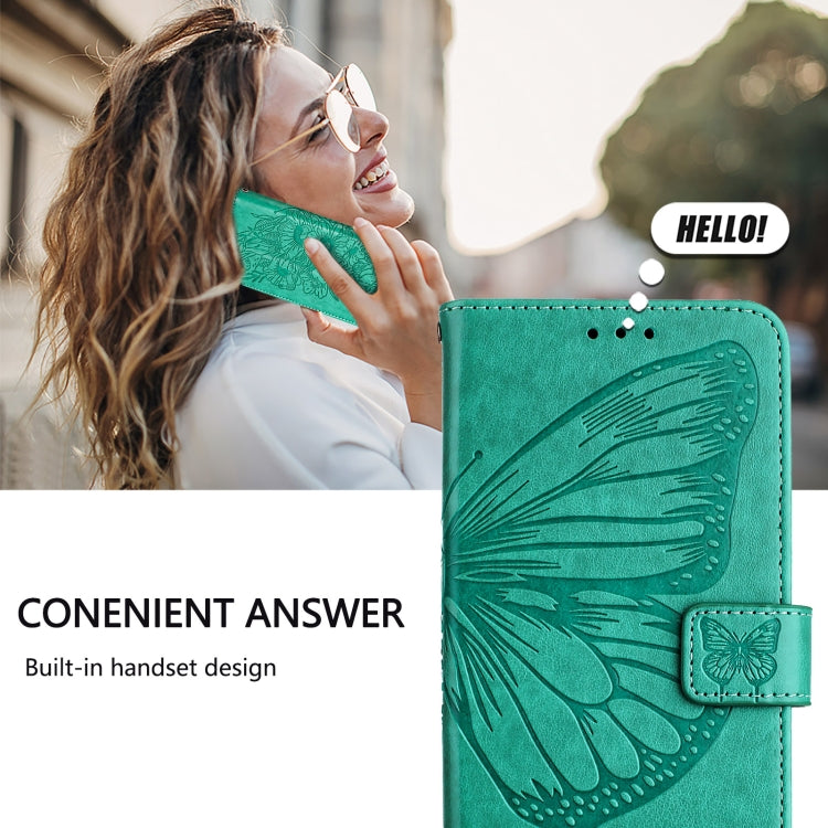 For Doogee N55 Plus Embossed Butterfly Leather Phone Case(Green) - Doogee Cases by PMC TechLife | Online Shopping South Africa | PMC TechLife | Buy Now Pay Later Mobicred