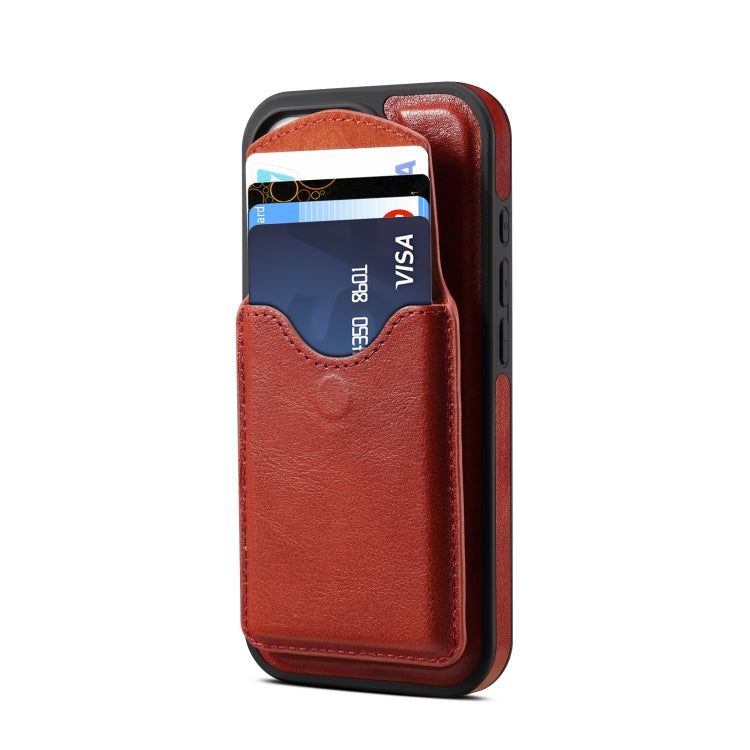 For iPhone 16 Pro Denior D22 Genuine Leather MagSafe Holder Detachable Card Slot Phone Case(Brown) - iPhone 16 Pro Cases by Denior | Online Shopping South Africa | PMC Jewellery | Buy Now Pay Later Mobicred