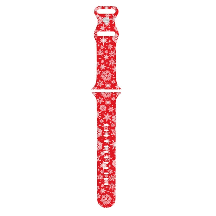 For Apple Watch 46mm / 49mm / 45mm / 44mm Christmas Pattern Silicone Watch Band(Snowflake Red) - free shipping - PMc TechLife - Order now!