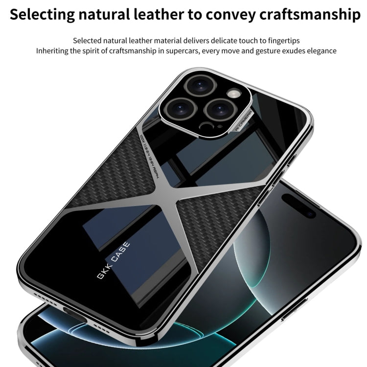 For iPhone 16 Pro Max GKK Leather Electroplating Supersonic Speed Shockproof Phone Case(Carbon Fibre) - iPhone 16 Pro Max Cases by GKK | Online Shopping South Africa | PMC Jewellery | Buy Now Pay Later Mobicred