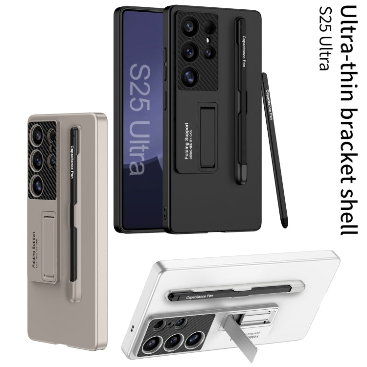 For Samsung Galaxy S25 5G GKK Ultra-thin Holder Phone Case with Pen Slots & Stylus Pen(Black) - Galaxy S25 5G Cases by GKK | Online Shopping South Africa | PMC Jewellery | Buy Now Pay Later Mobicred