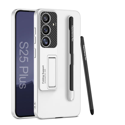 For Samsung Galaxy S25 5G GKK Ultra-thin Holder Phone Case with Pen Slots & Stylus Pen(Silver) - Galaxy S25 5G Cases by GKK | Online Shopping South Africa | PMC Jewellery | Buy Now Pay Later Mobicred