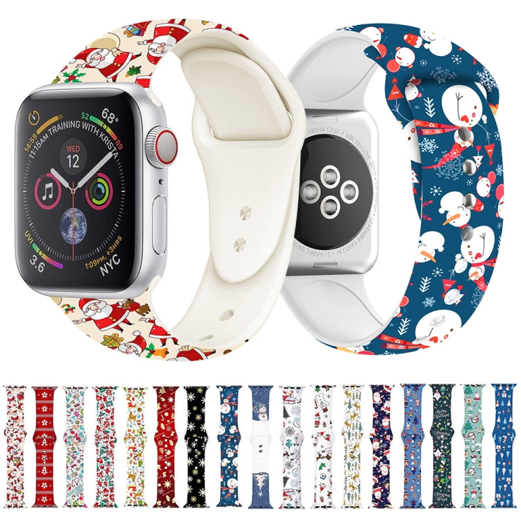 For Apple Watch 42mm / 41mm / 40mm / 38mm Christmas Pattern Silicone Watch Band(Sakura Red) - free shipping - PMc TechLife - Order now!