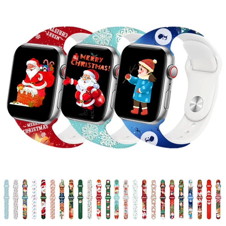 For Apple Watch 42mm / 41mm / 40mm / 38mm Christmas Pattern Reverse Buckle Silicone Watch Band(Snowman) - free shipping - PMc TechLife - Order now!