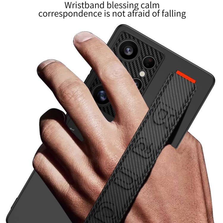 For Samsung Galaxy S25 Ultra 5G GKK Ultra-thin Wristband Shockproof Phone Case with Holder(Carbon Fiber) - Galaxy S25 Ultra 5G Cases by GKK | Online Shopping South Africa | PMC Jewellery | Buy Now Pay Later Mobicred