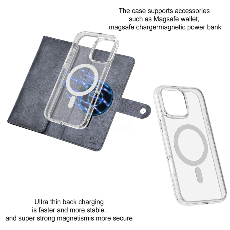 For iPhone 16 Plus ViLi GVS-C Series MagSafe Magnetic RFID Leather Flip Phone Case(Grey) - free shipping - PMC Jewellery - Order now!