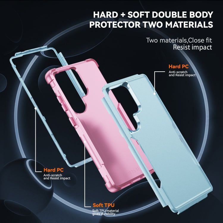 For Samsung Galaxy S25 Ultra 5G TPU + PC Shockproof Protective Phone Case(Grey Green + Pink) - Galaxy S25 Ultra 5G Cases by PMC Jewellery | Online Shopping South Africa | PMC Jewellery | Buy Now Pay Later Mobicred