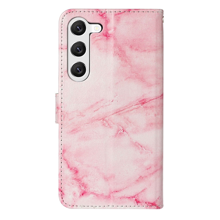 For Samsung Galaxy S25 5G Colored Drawing Marble Pattern Leather Phone Case(Pink Marble) - Galaxy S25 5G Cases by PMC Jewellery | Online Shopping South Africa | PMC Jewellery | Buy Now Pay Later Mobicred