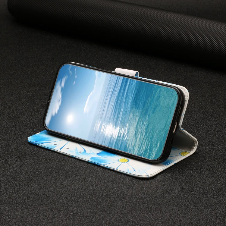 For Samsung Galaxy S25+ 5G Colored Drawing Marble Pattern Leather Phone Case(Blue Flower) - Galaxy S25+ 5G Cases by PMC Jewellery | Online Shopping South Africa | PMC Jewellery | Buy Now Pay Later Mobicred