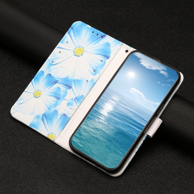For Samsung Galaxy S25+ 5G Colored Drawing Marble Pattern Leather Phone Case(Blue Flower) - Galaxy S25+ 5G Cases by PMC Jewellery | Online Shopping South Africa | PMC Jewellery | Buy Now Pay Later Mobicred