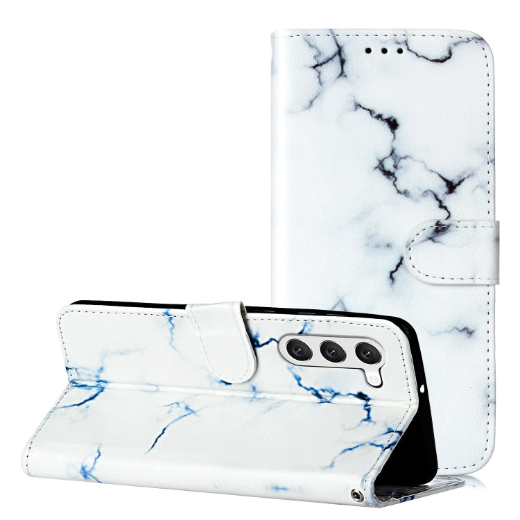 For Samsung Galaxy S25+ 5G Colored Drawing Marble Pattern Leather Phone Case(White Marble) - Galaxy S25+ 5G Cases by PMC Jewellery | Online Shopping South Africa | PMC Jewellery | Buy Now Pay Later Mobicred