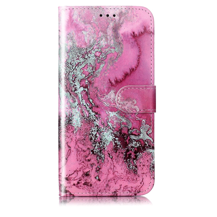 For Samsung Galaxy S25+ 5G Colored Drawing Marble Pattern Leather Phone Case(Pink Seawater) - Galaxy S25+ 5G Cases by PMC Jewellery | Online Shopping South Africa | PMC Jewellery | Buy Now Pay Later Mobicred