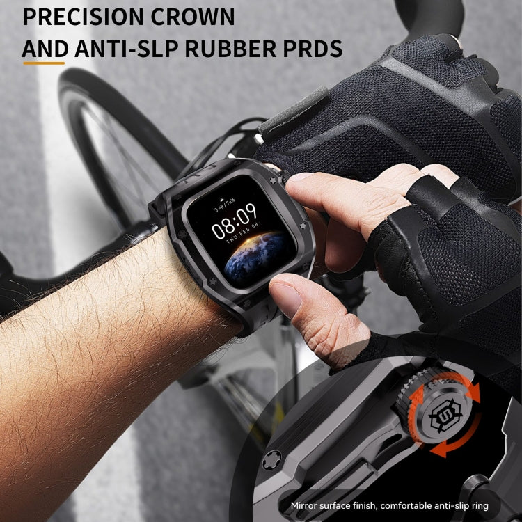 For Apple Watch Series 10 46mm RedPepper Armor Metal Case Integrated Silicone Watch Band(Black) - Watch Cases by RedPepper | Online Shopping South Africa | PMC Jewellery | Buy Now Pay Later Mobicred