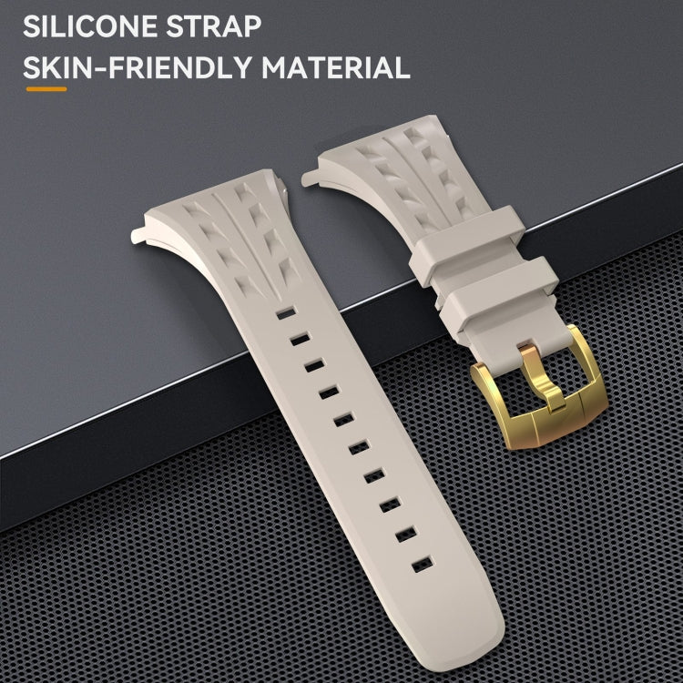 For Apple Watch Series 10 46mm RedPepper Armor Metal Case Integrated Silicone Watch Band(Gold White) - Watch Cases by RedPepper | Online Shopping South Africa | PMC Jewellery | Buy Now Pay Later Mobicred