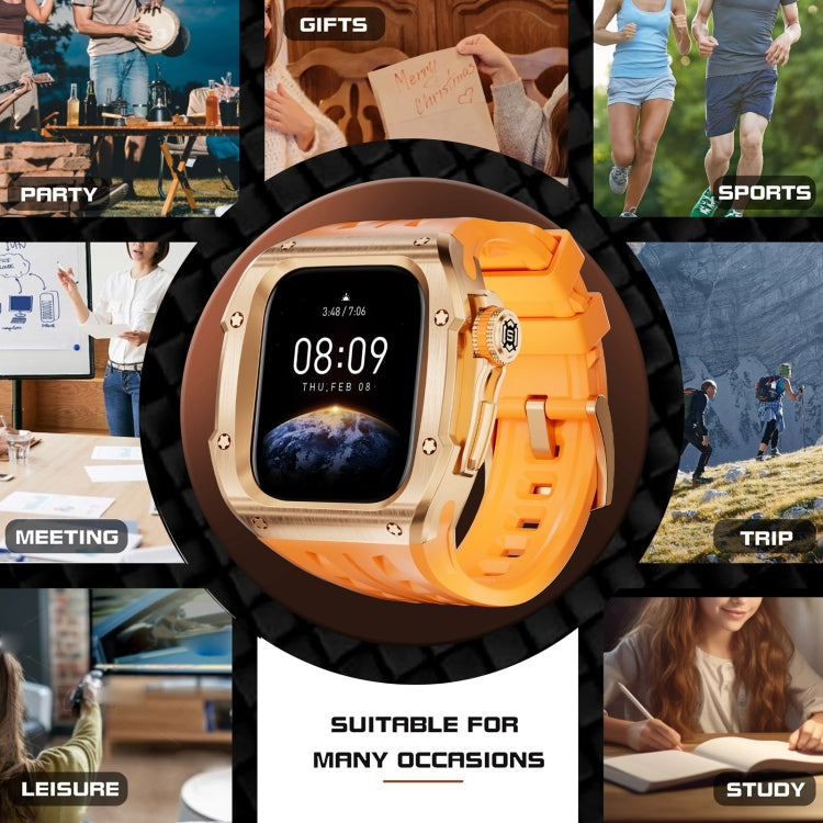 For Apple Watch Series 10 46mm RedPepper Armor Metal Case Integrated Silicone Watch Band(Rose Gold Orange) - Watch Cases by RedPepper | Online Shopping South Africa | PMC Jewellery | Buy Now Pay Later Mobicred