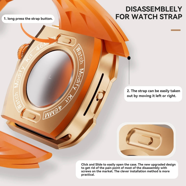 For Apple Watch Series 10 46mm RedPepper Armor Metal Case Integrated Silicone Watch Band(Rose Gold Orange) - Watch Cases by RedPepper | Online Shopping South Africa | PMC Jewellery | Buy Now Pay Later Mobicred