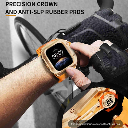 For Apple Watch Series 10 46mm RedPepper Armor Metal Case Integrated Silicone Watch Band(Rose Gold Orange) - Watch Cases by RedPepper | Online Shopping South Africa | PMC Jewellery | Buy Now Pay Later Mobicred