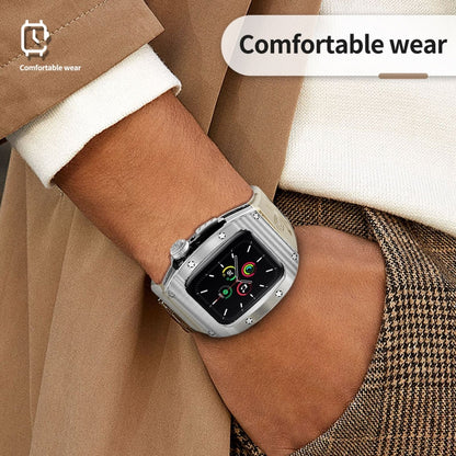 For Apple Watch 44mm / 45mm RedPepper Armor Metal Case Integrated Silicone Watch Band(Sliver White) - Watch Cases by RedPepper | Online Shopping South Africa | PMC Jewellery | Buy Now Pay Later Mobicred