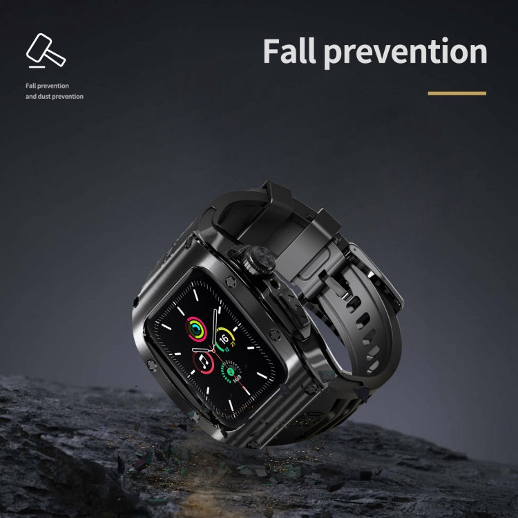 For Apple Watch 44mm / 45mm RedPepper Armor Metal Case Integrated Silicone Watch Band(Black) - Watch Cases by RedPepper | Online Shopping South Africa | PMC Jewellery | Buy Now Pay Later Mobicred