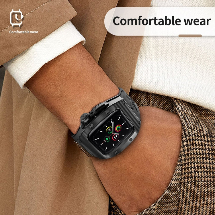 For Apple Watch 44mm / 45mm RedPepper Armor Metal Case Integrated Silicone Watch Band(Black) - Watch Cases by RedPepper | Online Shopping South Africa | PMC Jewellery | Buy Now Pay Later Mobicred