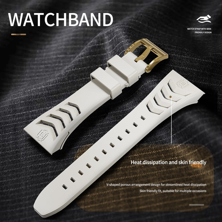 For Apple Watch 44mm / 45mm RedPepper Armor Metal Case Integrated Silicone Watch Band(Gold White) - Watch Cases by RedPepper | Online Shopping South Africa | PMC Jewellery | Buy Now Pay Later Mobicred