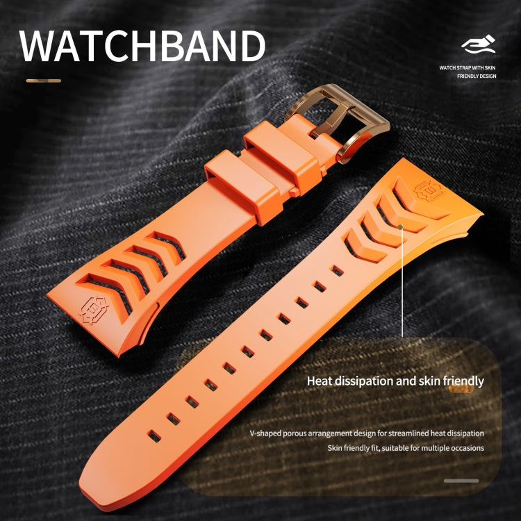 For Apple Watch 44mm / 45mm RedPepper Armor Metal Case Integrated Silicone Watch Band(Rose Gold Orange) - Watch Cases by RedPepper | Online Shopping South Africa | PMC Jewellery | Buy Now Pay Later Mobicred