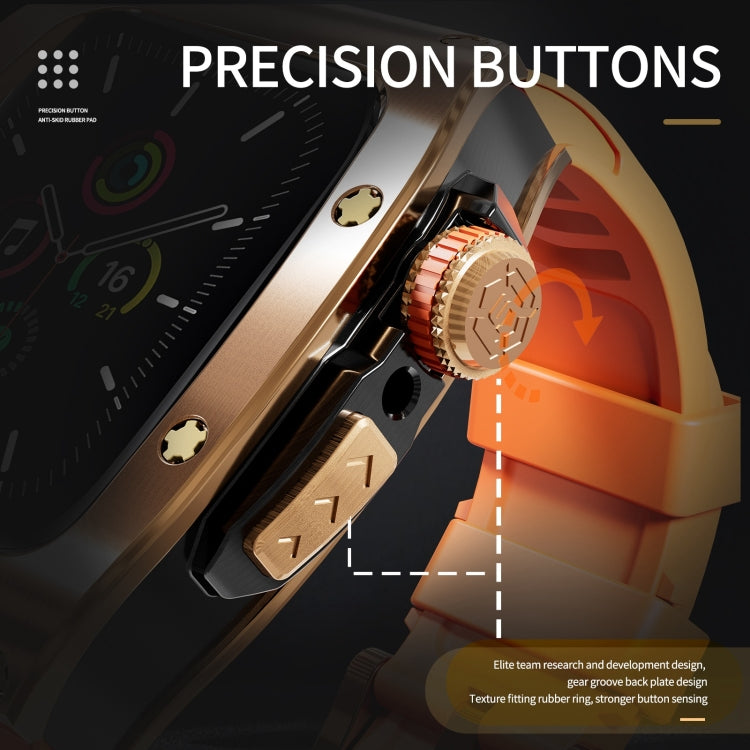 For Apple Watch 44mm / 45mm RedPepper Armor Metal Case Integrated Silicone Watch Band(Rose Gold Orange) - Watch Cases by RedPepper | Online Shopping South Africa | PMC Jewellery | Buy Now Pay Later Mobicred